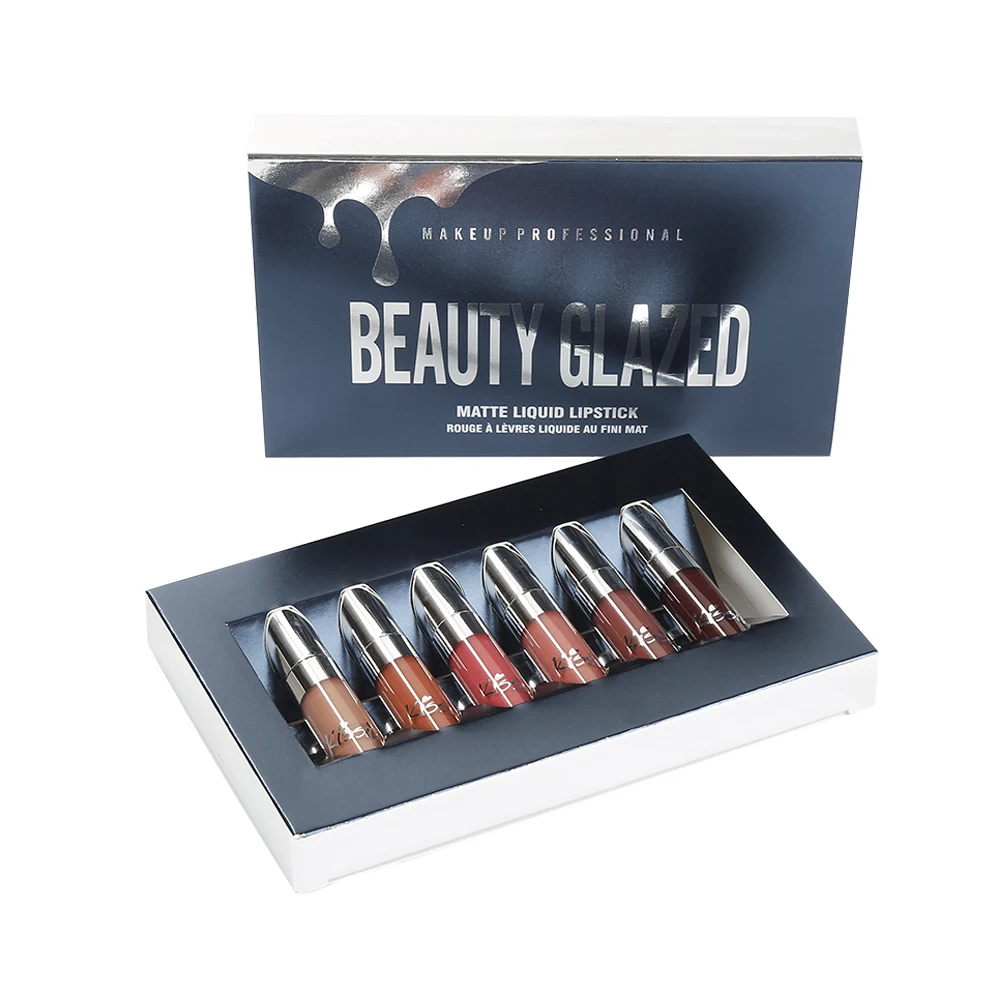 Жидкая матовая бархатная помада Beauty Glazed 6/3/1 шт. блеск для губ стойкая водостойкая