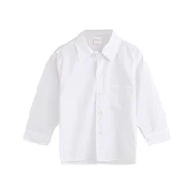Новые строгие топы, однотонные простые рубашки для мальчиков белые рубашки для маленьких мальчиков хлопковая рубашка с длинными рукавами Новая детская одежда высокого качества