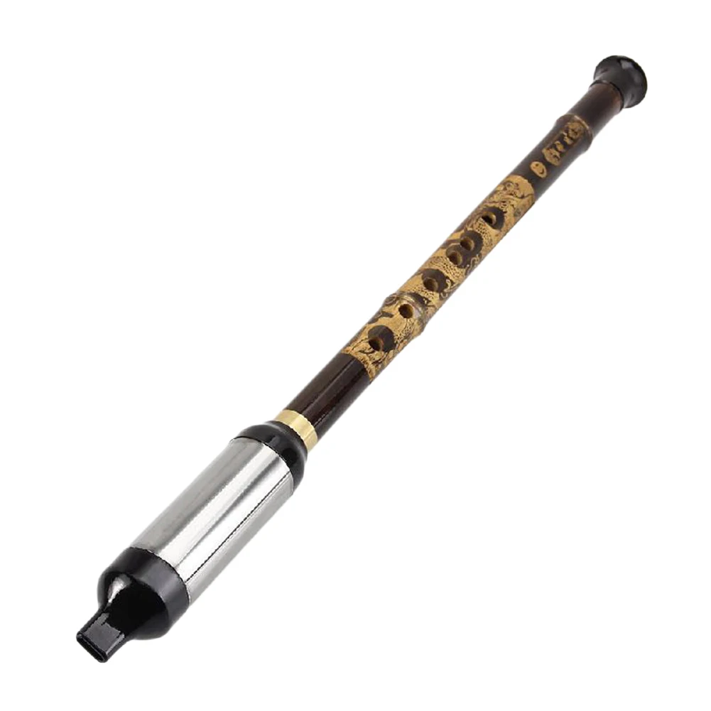 Chinese Bamboo Flute Bawu with Engraved Dragon Patterns Vertical Wind