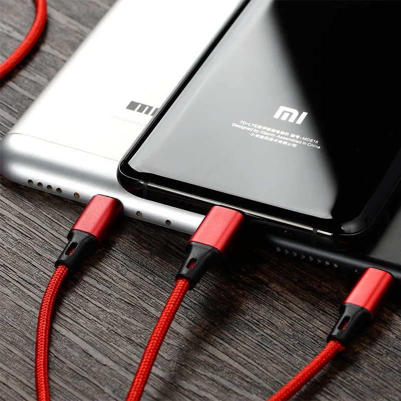 3 في 1 المصغّر USB كابل للأندرويد USB TypeC الهاتف المحمول الكابلات 8Pin ل فون 8X7 6 6 S xs شاحن سريع شحن كابلات الحبل