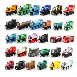 Деревянный магнитные поезда игрушечные лошадки трек железной дороги игрушечные транспортные средства деревянный локомотив автомобили
