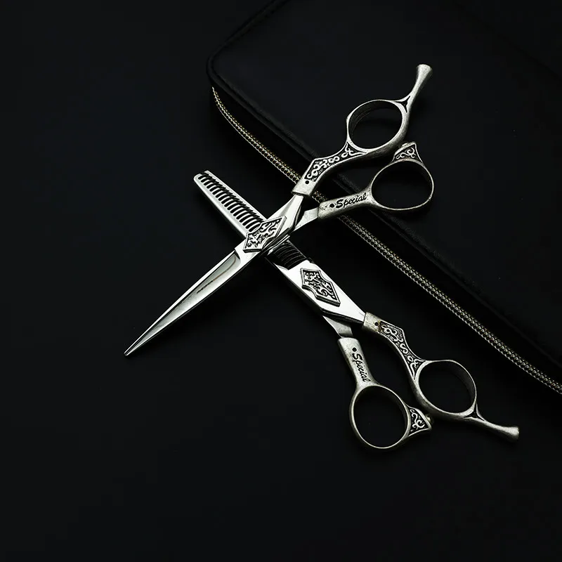 Purple Dragon Hair Thinning Clippers Barber Scissors 6 inch Vintage