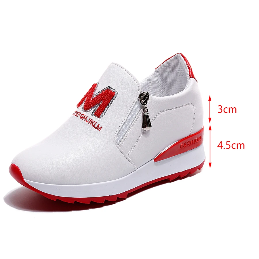 

Height Increasing Shoes Breathable Women Sneakers Platform Wedges Tenis Feminino Women Vulcanize Casual PU Round Toe Female