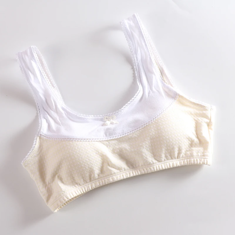 Summer Teenage Girls Bra cotton Underwear Wireless Thin Cup training Bras Plaid Comfortable Childrens tank tops for girl kids