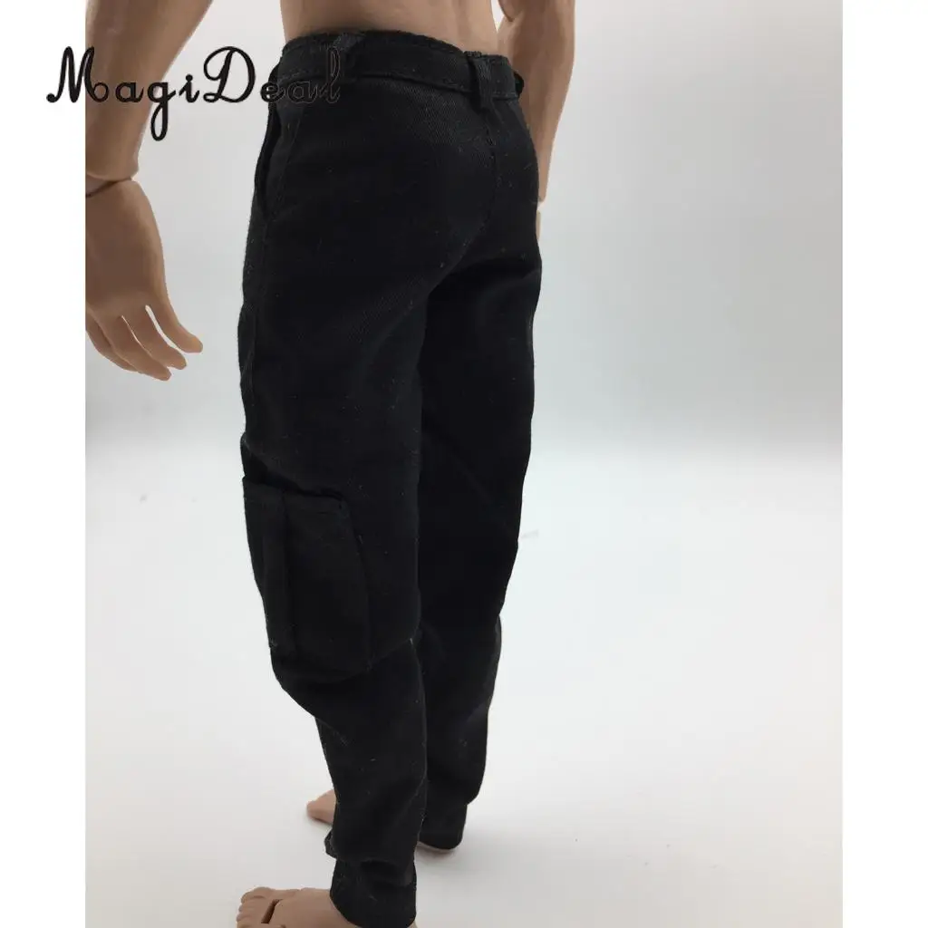 MagiDeal 1/6 Scale Mens Black Casual Pants Trousers for 12 Inch Male Action Figure Body   Dolls Accs
