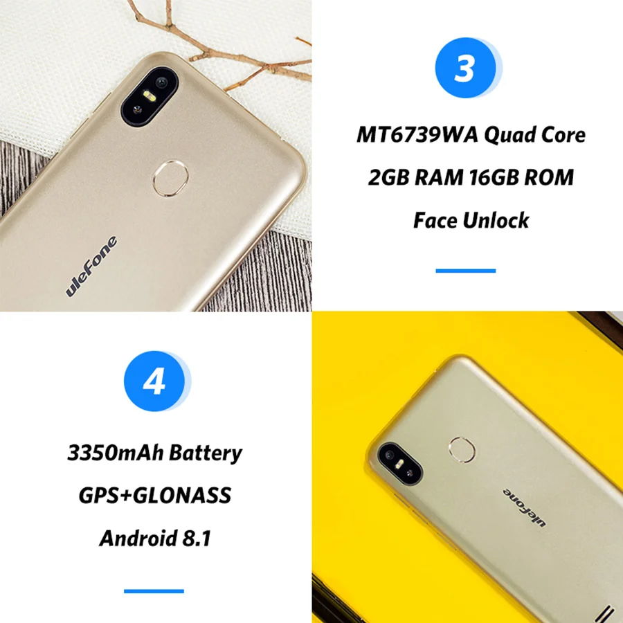 Ulefone S10 Pro смартфон с 5 дюймовым дисплеем четырёхъядерным процессором MT6739WA ОЗУ 2 Гб