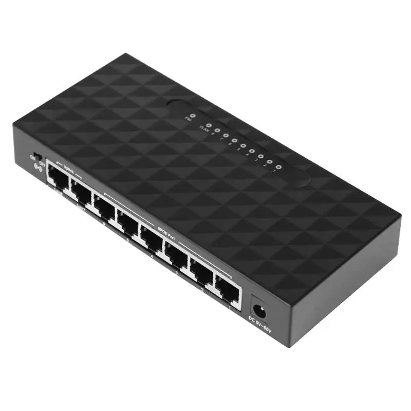 8 портов 10/100 Мбит/с POE Ethernet сетевой коммутатор Lan концентратор Ethernet интеллектуальный коммутатор Поддержка 6-55 в Питание ethernet коммутатор