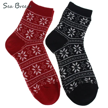 

Sea Breeze Brand 2 pairs High Quality cotton new style soft Retro snow flower short socks Double knitting women socks