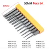 12Pcs 50mm Length Hardened S2 alloy Steel Magnetic Hex 1/4 Inch Torx Screwdriver Star bit Tool set TT5 to TT40 ► Photo 1/2