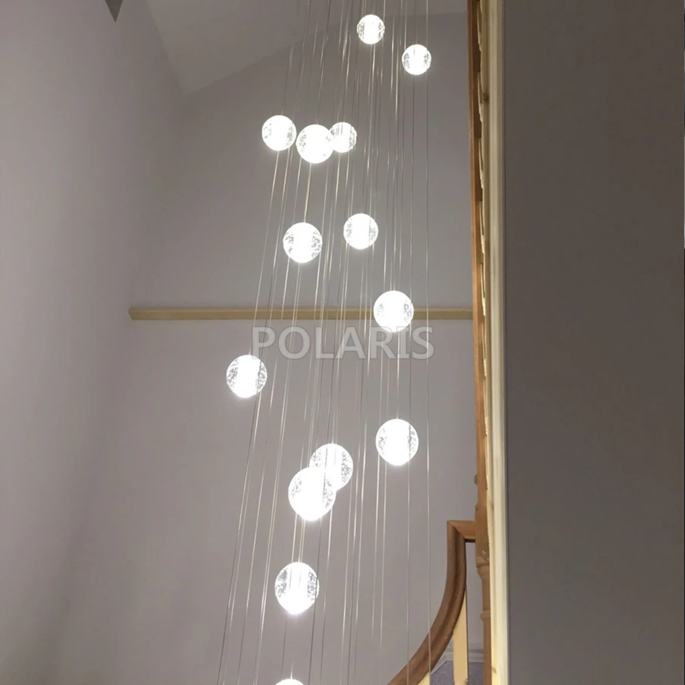 Crystal Chandelier Lighting Modern Stair Chandelier Bubble Crystal LED Chandelier Light D50cm H600cm 31Lights Adjustable Length