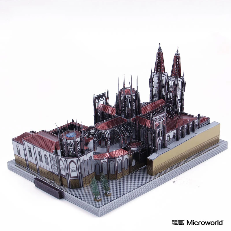 Microworld 3D Metal Puzzle Burgos Cathedral Spanish Architecture DIY Assemble Model Kits Adult Education Toy Collection Decor