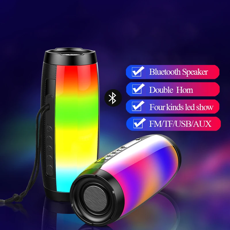 

10W Bluetooth Portable Speaker LED wireless Speaker Hifi soundbar PC woofer Phone Subwoofer Wireless column FM Radio SD Flashing