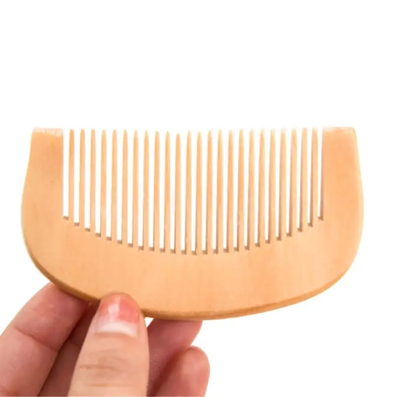 

1Pc 8.7cm Natural Peach Wood Thickened Curved Pocket Hair Comb Massage Anti-Static Fine-Tooth Salon Styling Tool