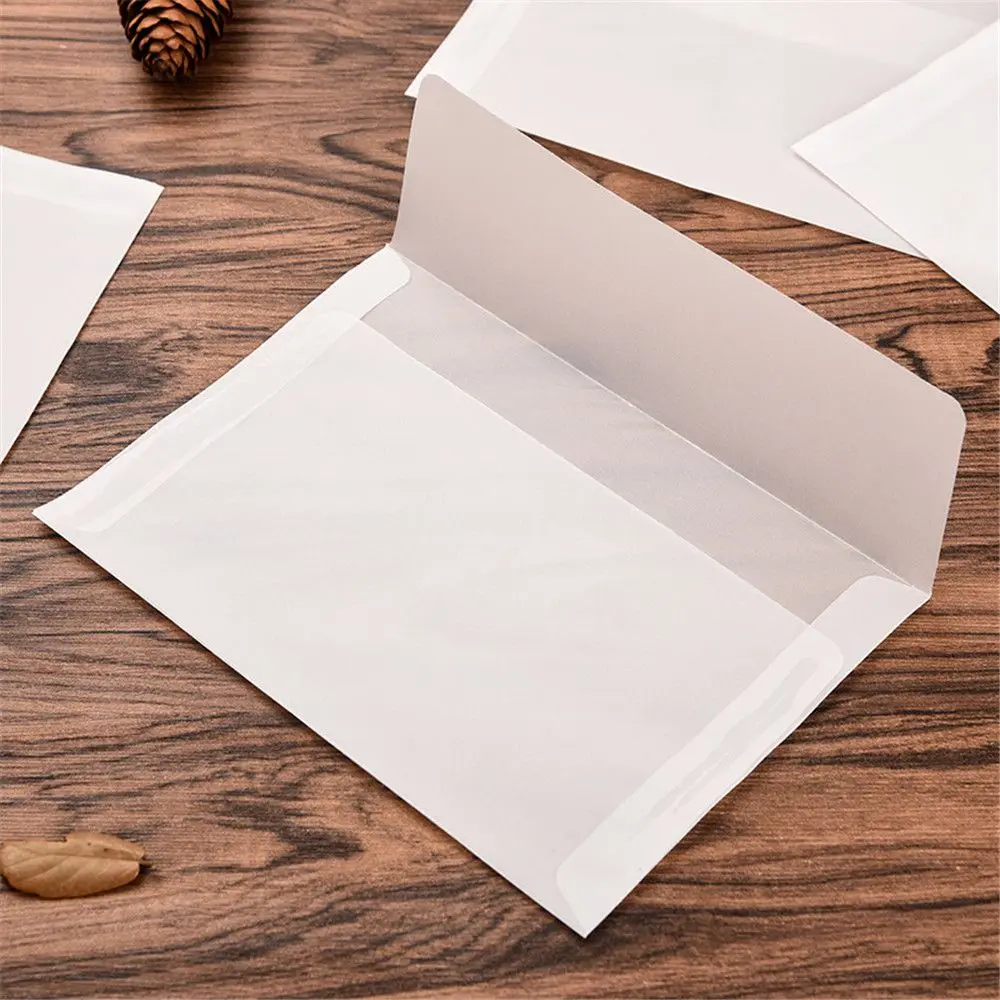 10pcs Vintage Blank Translucent Envelopes Blank Acid Paper Postcard Invitation Card Paper Bags Wages Letter Paper Cover Gift - Цвет: Белый