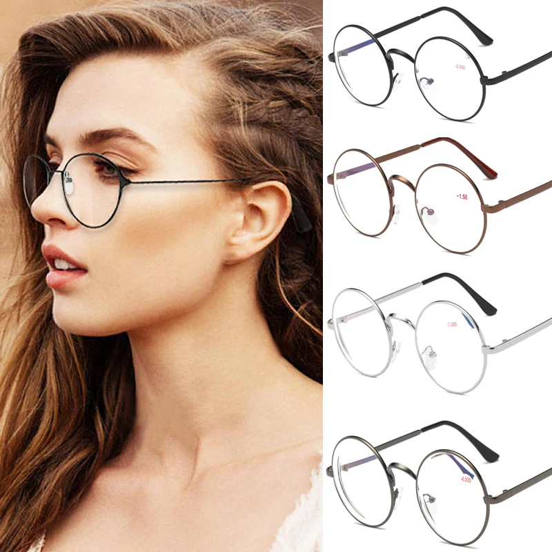 

Zilead Retro Round Metal Finished Myopia Glasses Women&Men Short-sight Clear Eyeglasses With Degree -1.0-1.5-2.0-2.5-3.0-3.5-4.0