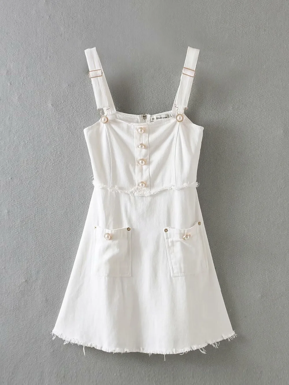 white buckle strap dress