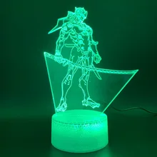 Новинка светильник s Game Overwatch Shimada Genji рисунок домашний декор яркая база детский подарок 3d светодиодный Ночник светильник для детской спальни