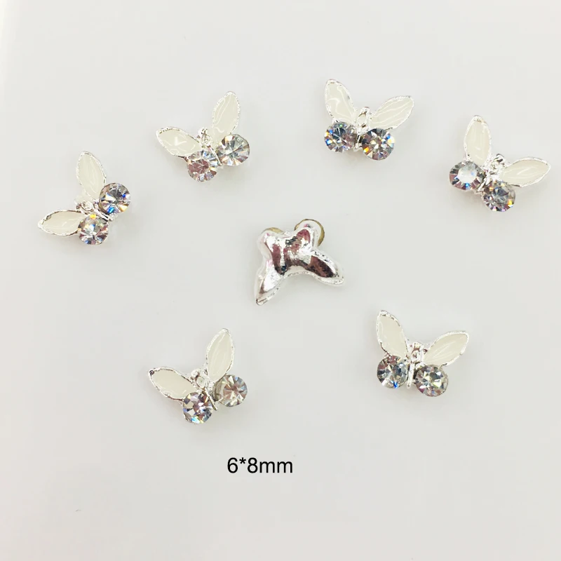 LEAMX 10 шт горный хрусталь эмаль украшение для ногтей в виде бабочки ювелирные изделия стеклянные украшения для ногтей 3D DIY маникюр Кристалл талисманы для ногтей L504