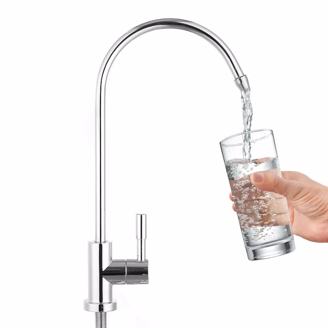 Mayitr 1/4'' Kitchen Chrome Reverse Osmosis RO Drinking Water Filter Sink Faucet Tap