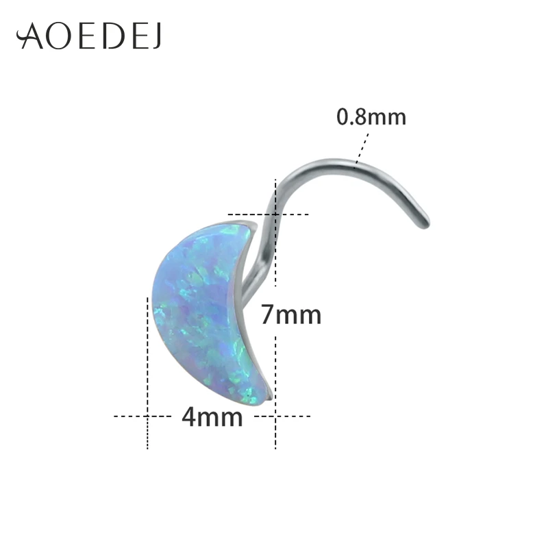 AOEDEJ, 3 цвета, полумесяц, голубой огненный опал, камень, пирсинг, пирсинг носа, нержавеющая сталь, пирсинг в нос, шпилька, L форма, 20 г, пирсинг