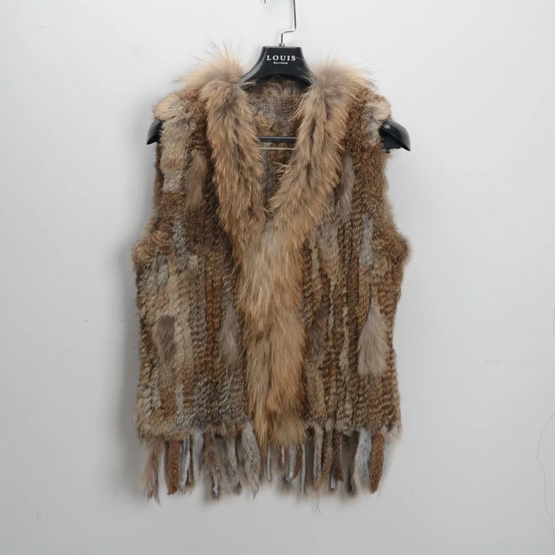 Жилет из натурального меха кролика 17 цветов E1000|raccoon dog fur|real furvest rabbit |