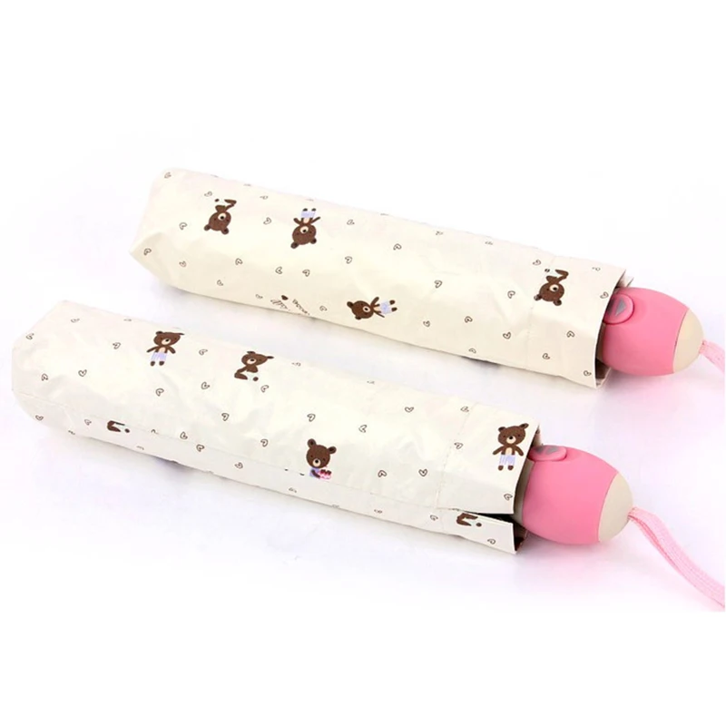 

Automatic Folding Umbrella Rain Women Ultra-light folding Anti-UV Umbrella High Quality Cute Little Bear Umbrella Gift Parasol