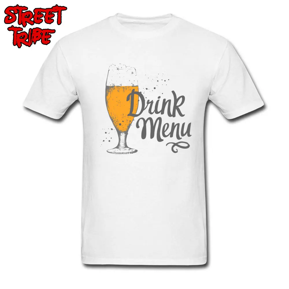glass of beer Cotton Tops Tees for Men Design T-Shirt Street Company Round Collar Tops Shirt Short Sleeve Drop Shipping glass of beer white