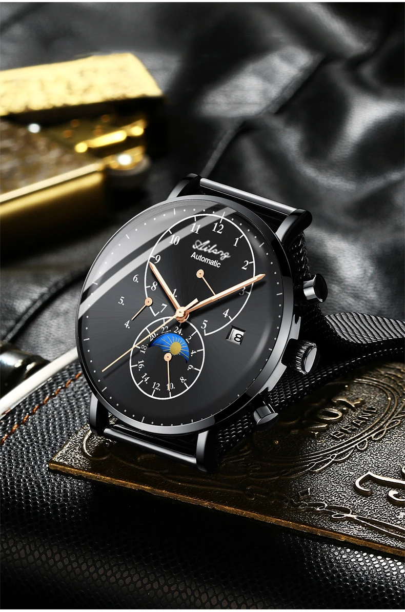 Мужские часы AILANG от ведущего бренда, роскошные мужские спортивные водонепроницаемые механические часы, мужские черные полностью стальные военные Автоматические наручные часы