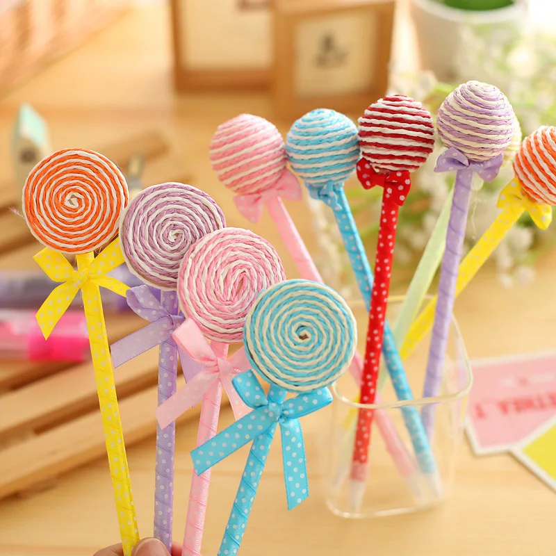6PCS/set Lollipop ball pen novelty cute stationery school gift FG 
