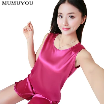 

Women's Summer Oversized Pajama Sets Sleeveless Tops Shorts Sexy Cool Sleep Wear Nightwear Lingerie Casual Multi Colors 912-294