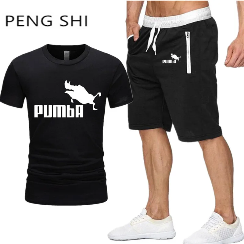 

2019 Sporting Suit T-shirt +shorts Mens 2 Pieces Sets casual clothing Brand t shirt Men Sets Fashion Summer cotton short sleeve