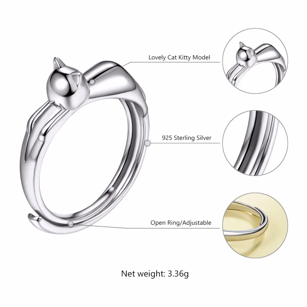 Женское кольцо из серебра 925 пробы в виде кошки|cute rings for women|rings womenring |