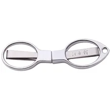 Складные ножницы из нержавеющей стали с двойным кольцом в форме восьмерки, Складные карманные ножницы для студентов, ножницы для рыбы