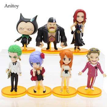 

7pcs/set One Piece Film Gold Zoro Nami Gild Tesoro Baccara PVC Figure Collectible Toy 6-8cm KT4115