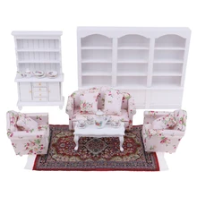8 предметов 1/12 кукольный домик миниатюрная мебель диван книжный шкаф кукольный комод наборы