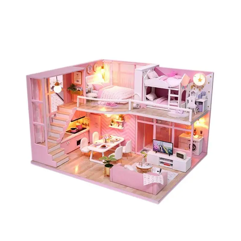 3D кукольный домик Деревянный DIY кукольный домик миниатюрная коробка Кукольный дом мини-игрушки С Пылезащитным покрытием набор мебели игрушки для детей - Цвет: 05