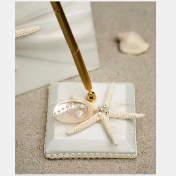 

Wedding Name Date Romantic English Beach Style Shellfish Starfish Signature Guest Book Engagement Party Anniversary Supplies JY