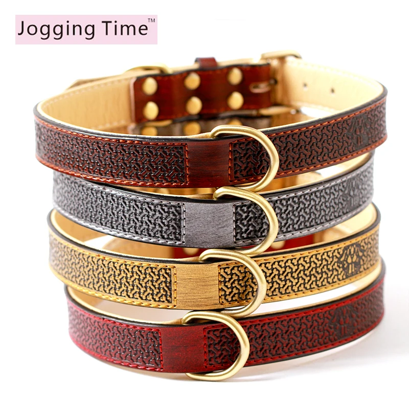 

Soft Touch Dogs Collars For Medium Large Pet Dog Luxury Genuine Leather Padded Dog Collar With Alloy Buckle and Double D Rings