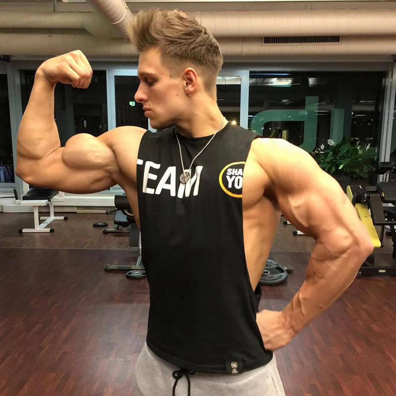

Summer Mens gyms Tank Top Bodybuilding cotton Sleeveless Brand Fitness Vest Muscle male fashion Leisure Sling undershirt