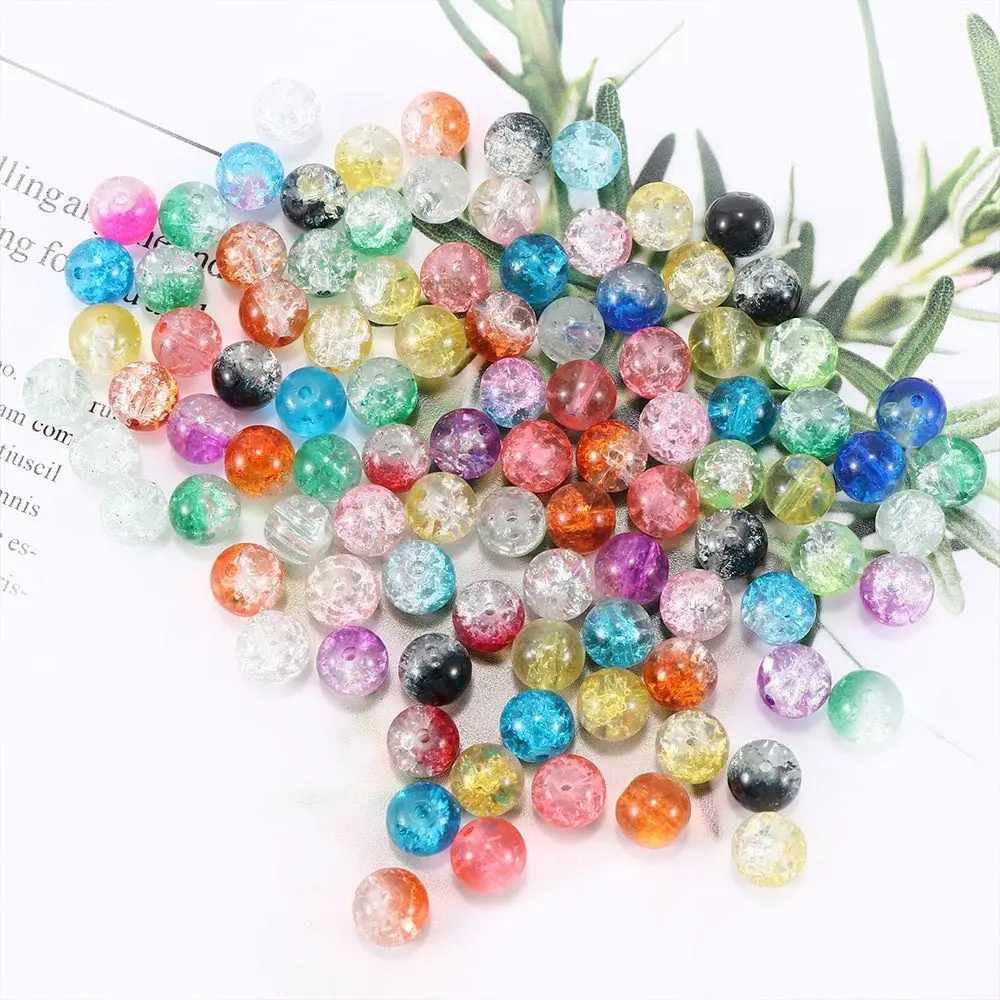 

100Pcs Beautiful DIY Beads Craft Tool Crystal Crack Colorful Glass Beads Cute Jewelry Making Accessories Gifts