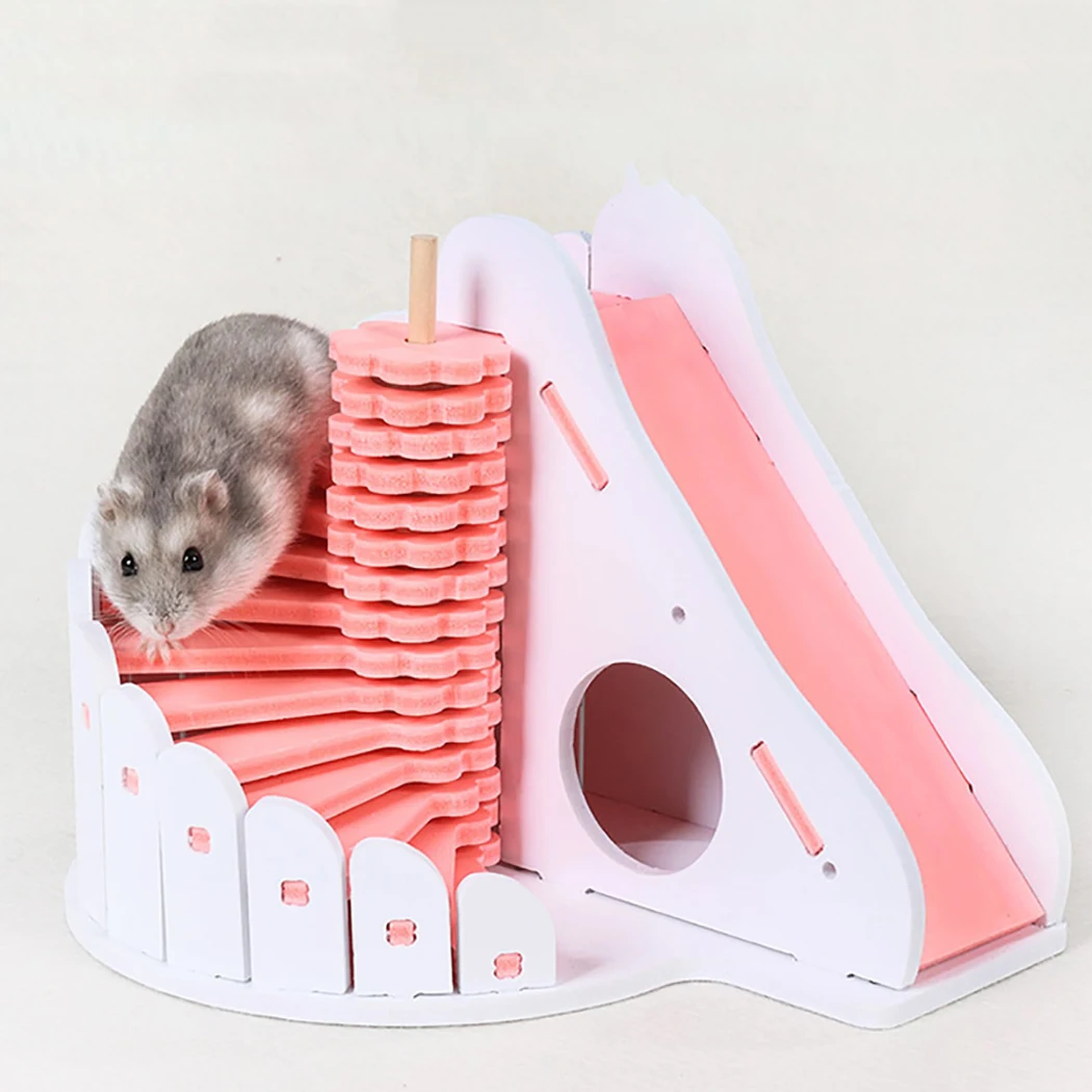 2 In 1 Pet Toy Bed Hamster Sleeping Nest Colorful Small House Wooden