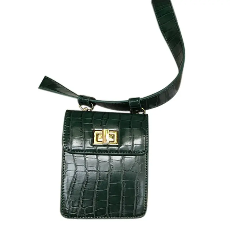 

Fashion alligator women crossbody bag leather belt waist packs chic style mini shoulder bag vintage pattern small handbag(gree
