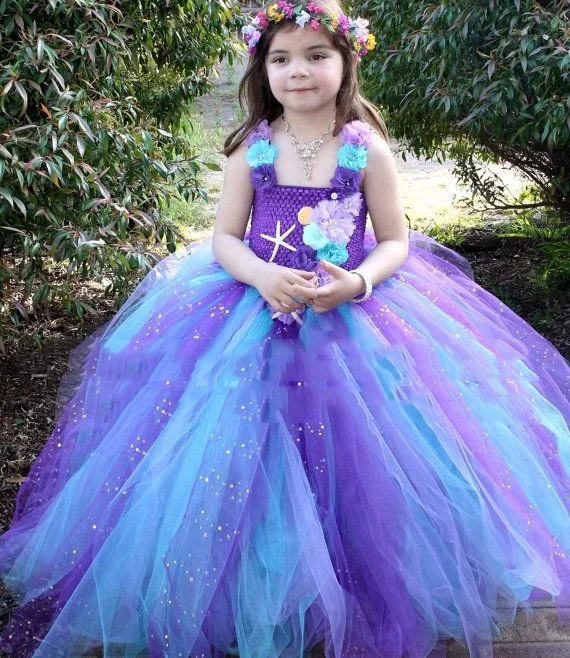 Новое платье-пачка «Королева ведьмы» для девочек, детское длинное платье из тюля «кроше», бальное платье с бантом, детский карнавальный костюм, платье Вечерние праздничная одежда