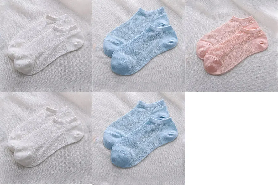 Летние кружевные носки-Башмачки из силикагеля для женщин и девочек невидимые Нескользящие тапочки с хлопковой подошвой Нескользящие носки 1 пара = 2 шт - Цвет: JBDT09-03