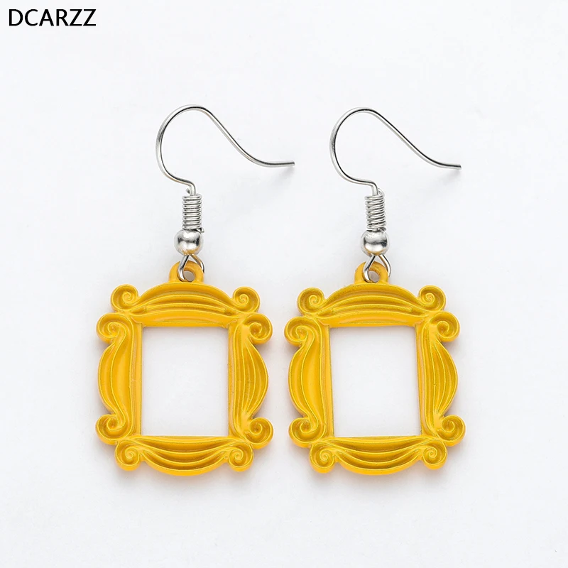 

Friends TV Show Big Earrings Peephole Frame Yellow Korean Earring Fashion Jewelry Best Friend/Valentine'Day Gift for Girlfriend