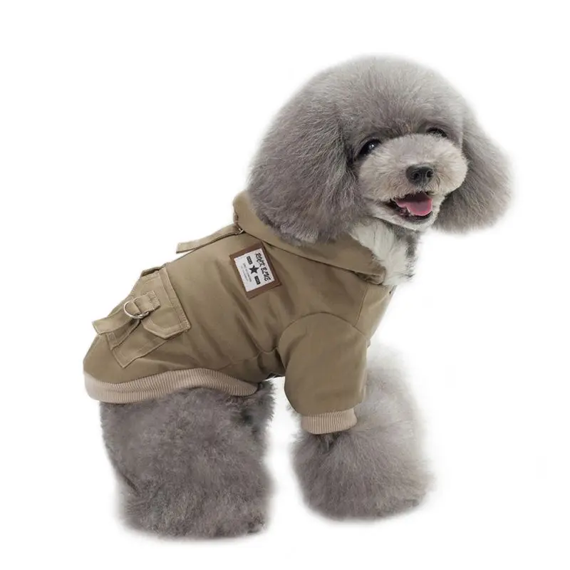Теплая тканевая куртка для питомца собаки с плюшевыми шапками, однотонное спортивное пальто для щенка, осенне-зимние пальто для питомца, зимние принадлежности для собак