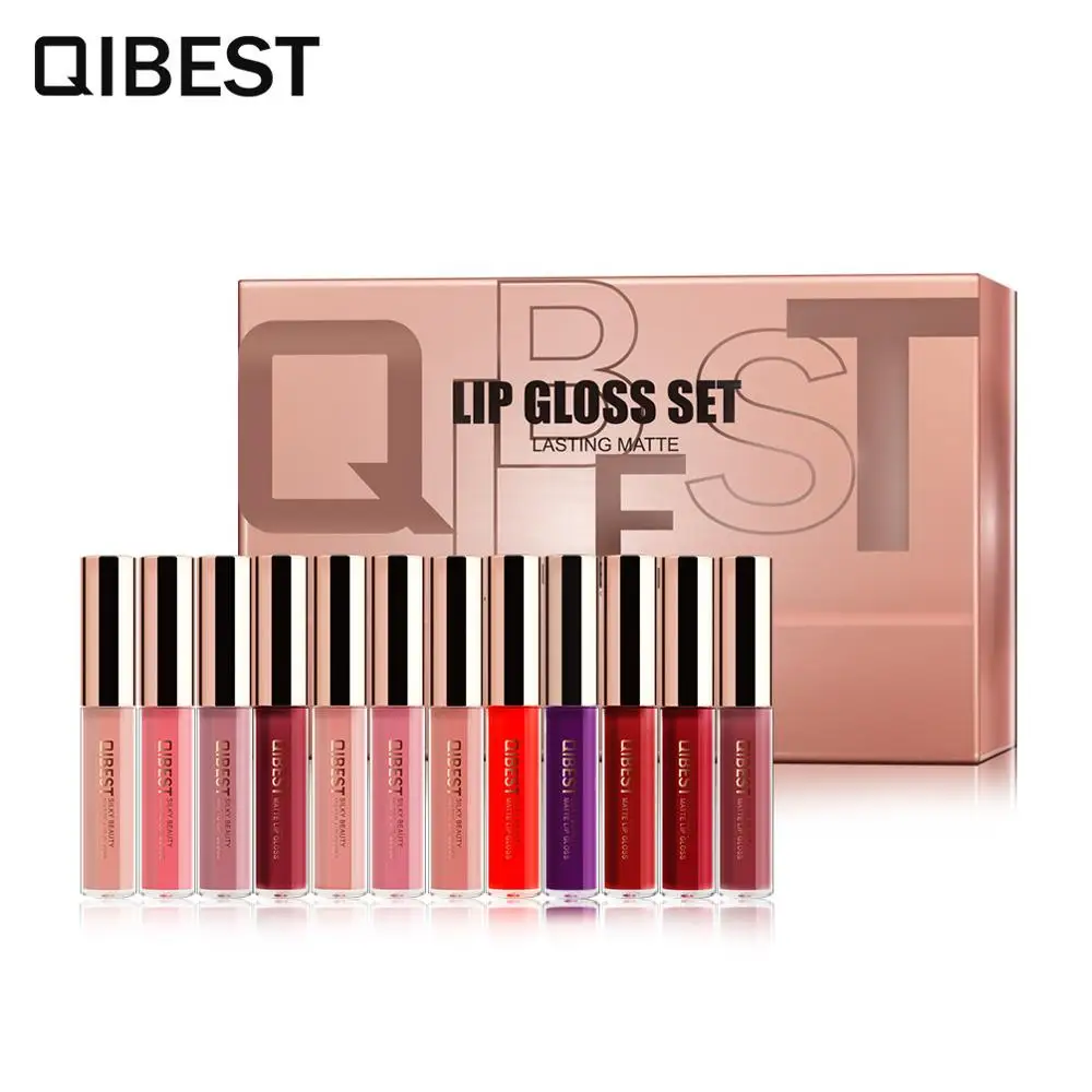 

12 Colors Lip Gloss Sets Matte Lipstick Long-Lasting Lip Paint Waterproof Long Lasting Lip Gloss Kits Lip Tint Makeup Cosmetics