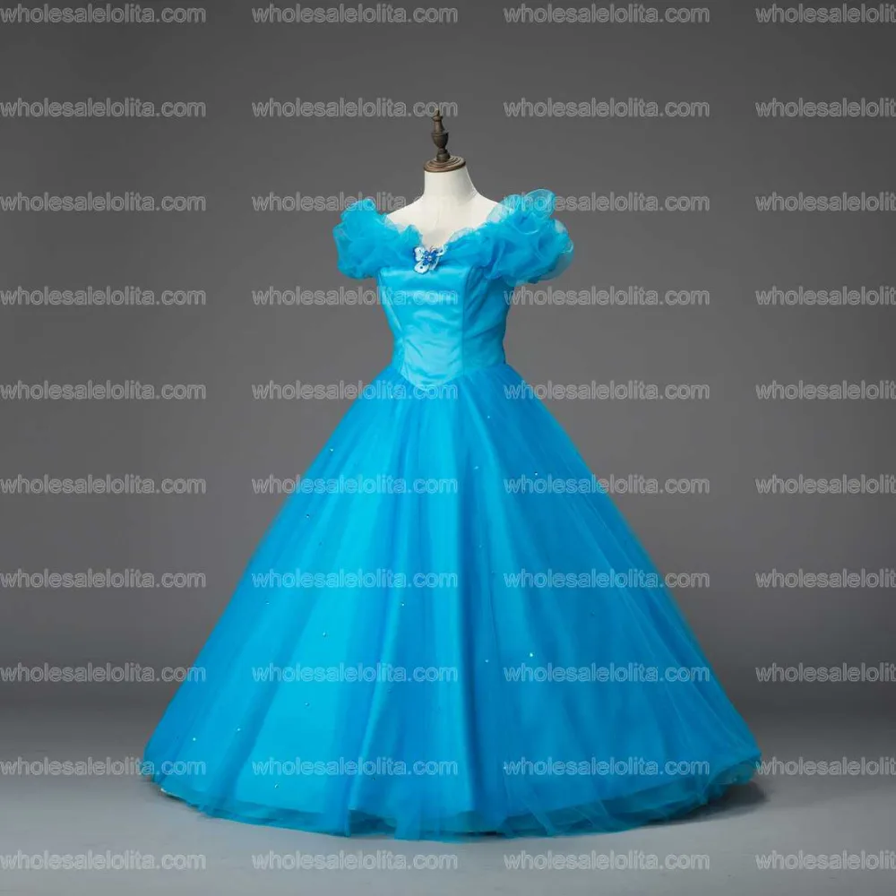 Роскошное синее платье Золушки для взрослых девочек; бальное платье; карнавальный костюм