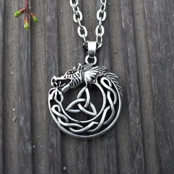 Celtic Dragon Necklace Trinity Knot Mens Pendant Necklaces Viking Jewelry 1pcs