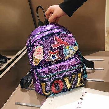 

Backpack Fashion Girl Sequins School Backpack Satchel Student Travel Panelled Shoulder Backpack mochila feminina
